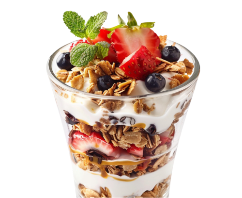 Layers of fruit, yoghurt and granola